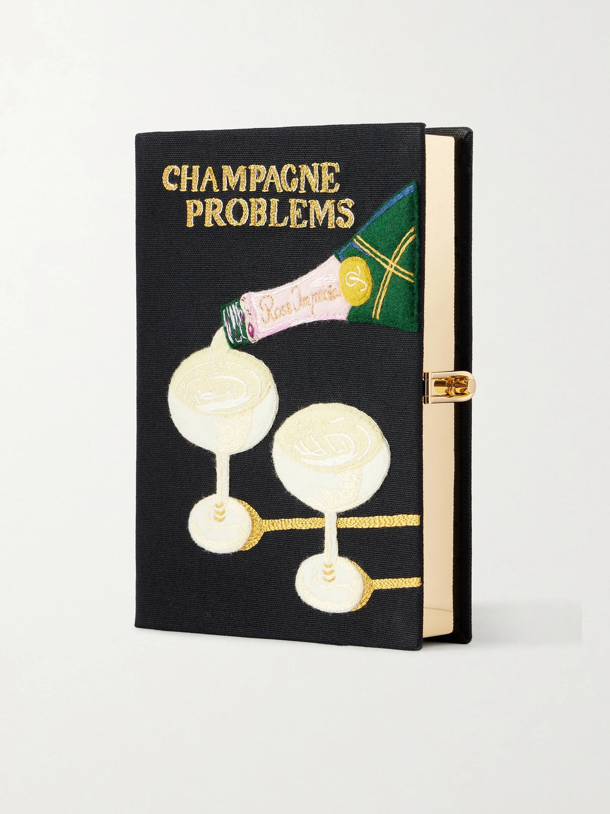 Olympia Le-Tan Champagne Problems Embroidered Canvas Clutch