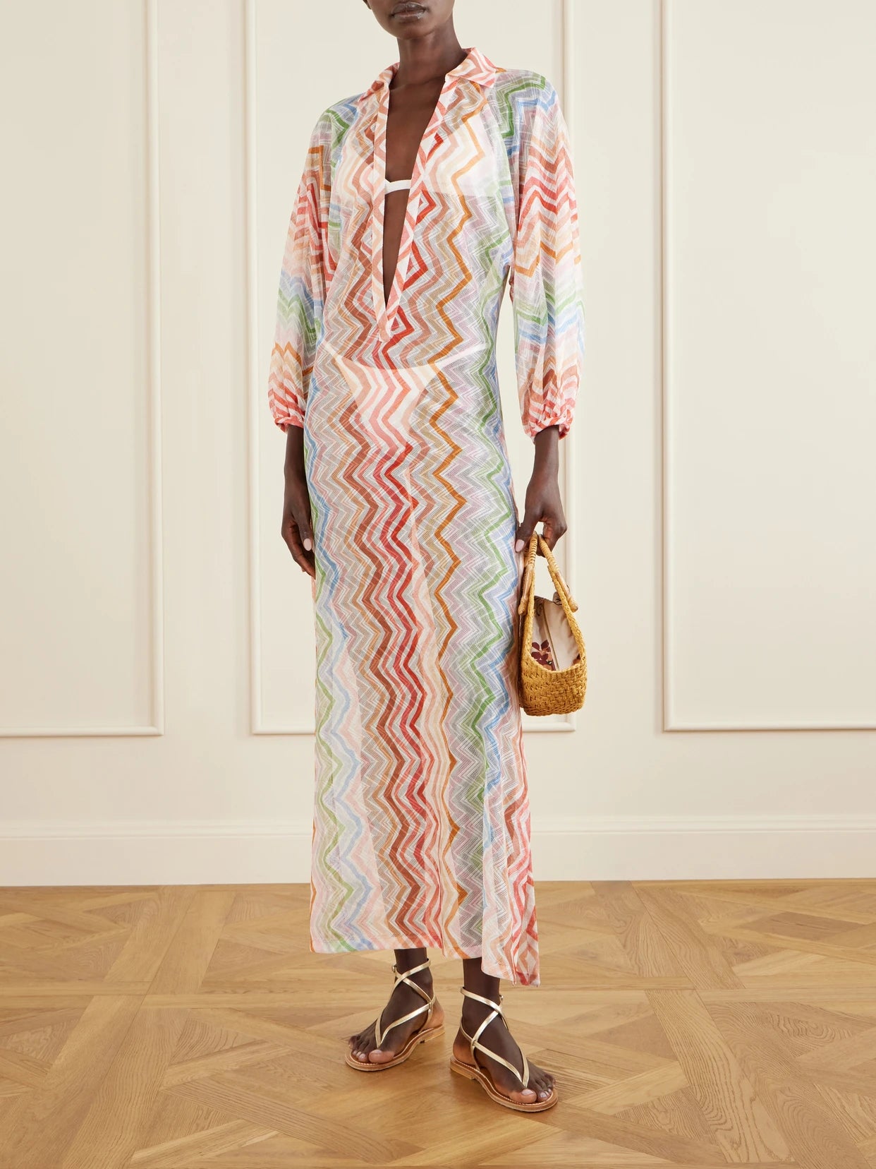 Image of Swimwear. Product name - Striped Crochet-knit Coverups in Pink colour by brand - Missoni