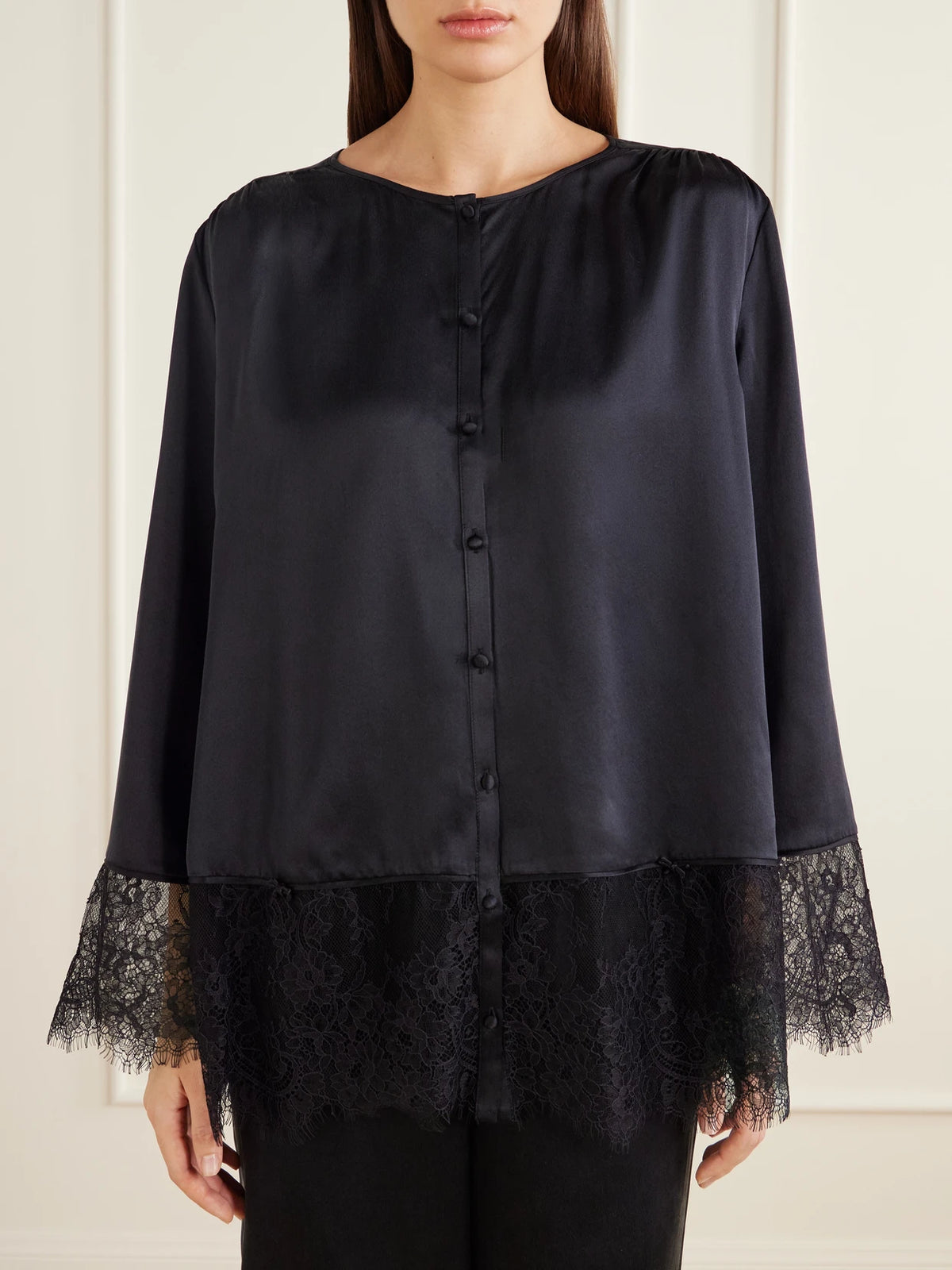Posse Blake Lace-trimmed Silk-charmeuse Shirt
