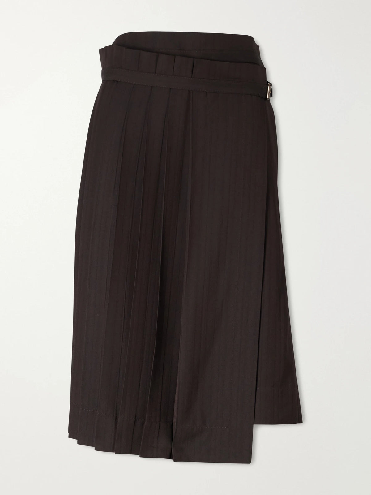 Dries Van Noten Striped Pleated Twill Knee-length Skirt