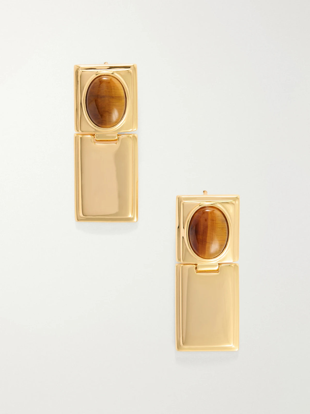 Déhanche Signet Stone Hinge Gold-plated Tiger's Eye Earrings