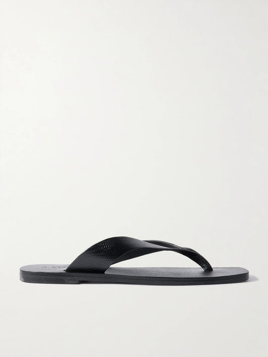 A Emery Kinto Lizard-effect Leather Flip Flops