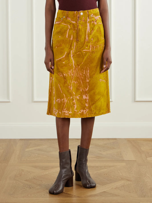 Maison Margiela Flocked Denim Midi Skirt