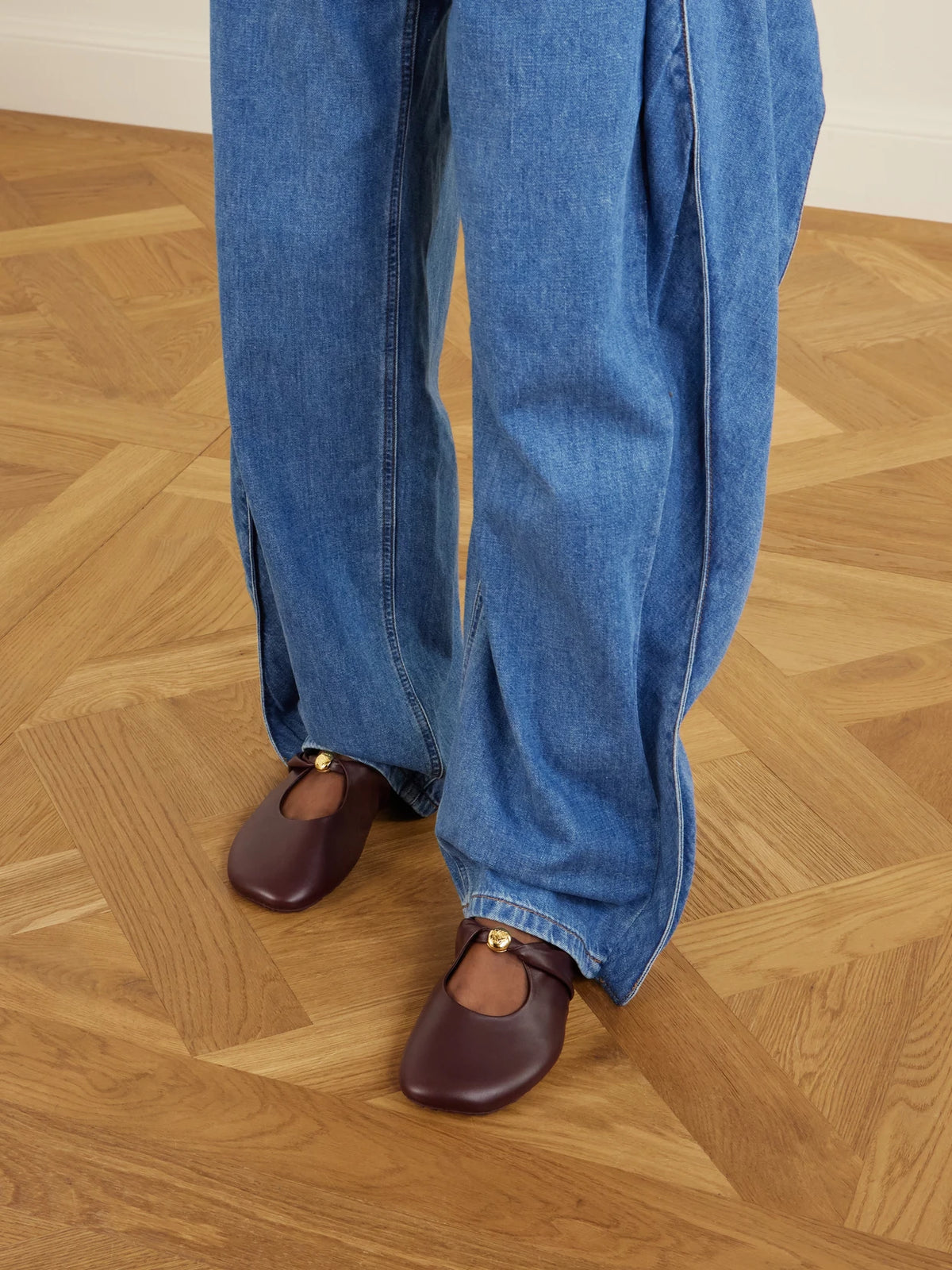 Pebble Embellished Leather Mules