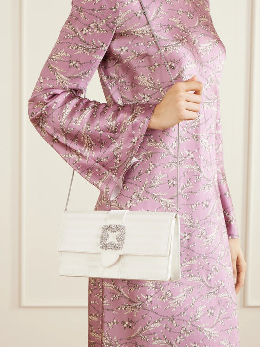 Capri Crystal-embellished Silk-jacquard Clutch