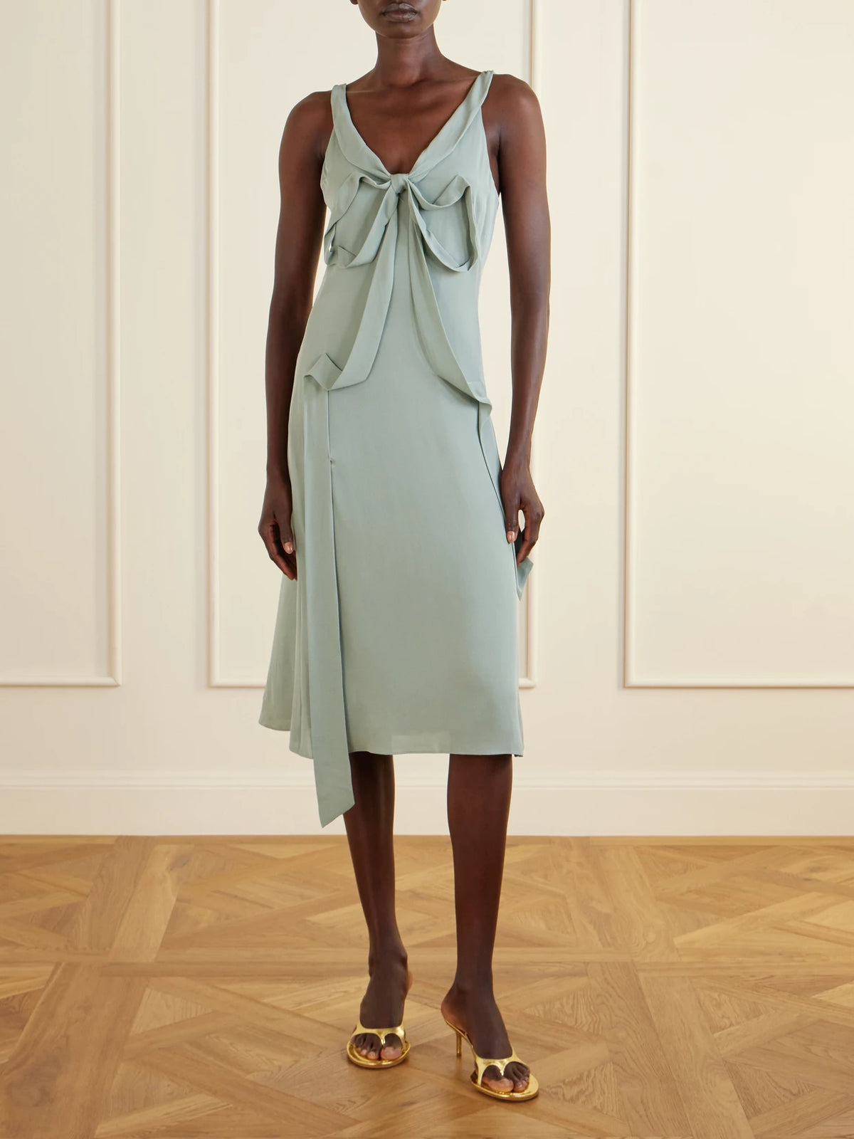 Image of Heels. Product name - 60 Metallic Patent-leather Sandals in Gold colour by brand - Acne Studios