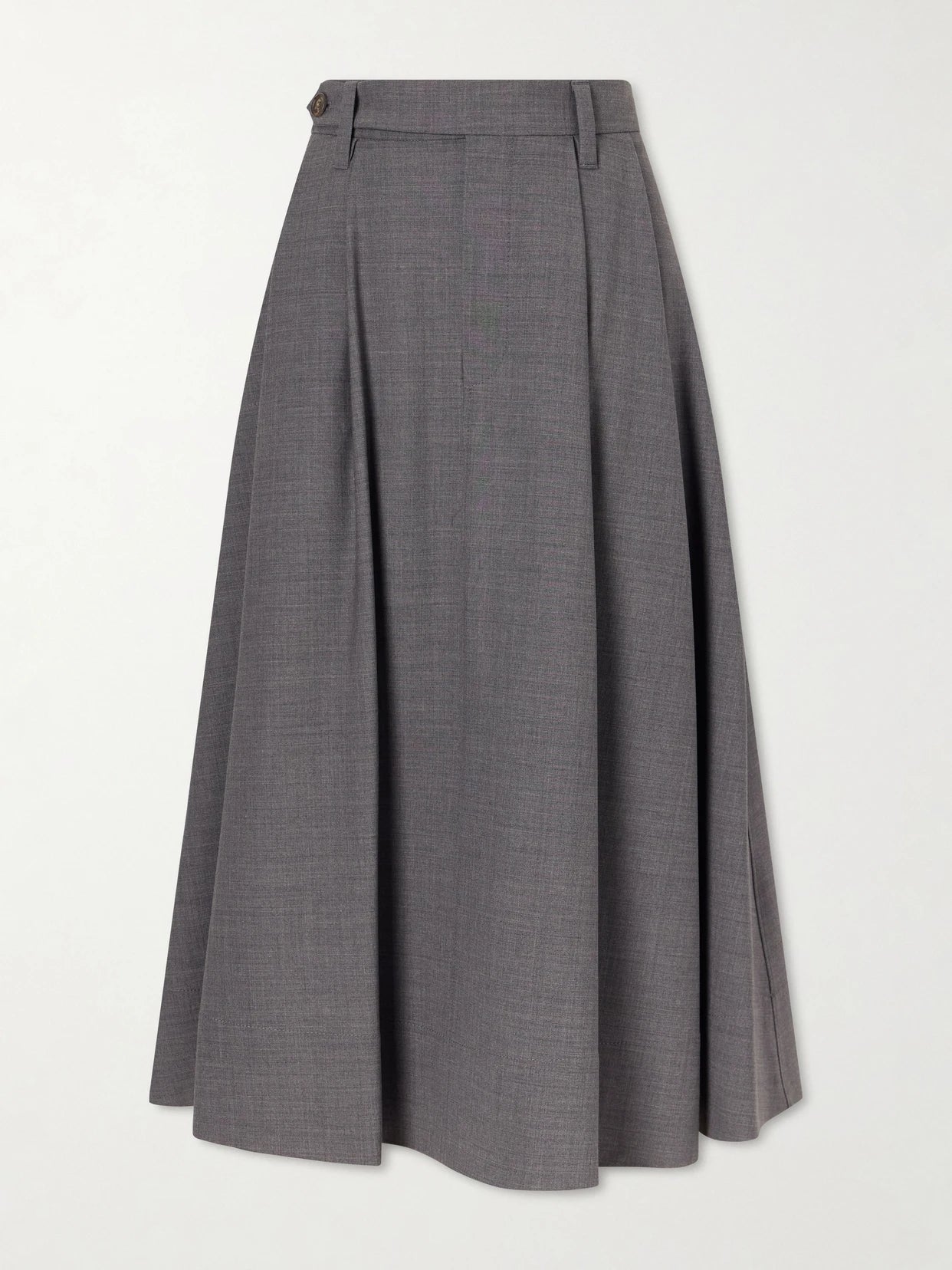 Pleated Wool-blend Midi Skirt