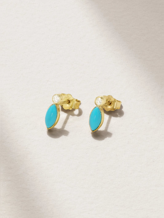 Jennifer Meyer 18-karat Gold, Turquoise And Diamond Earrings