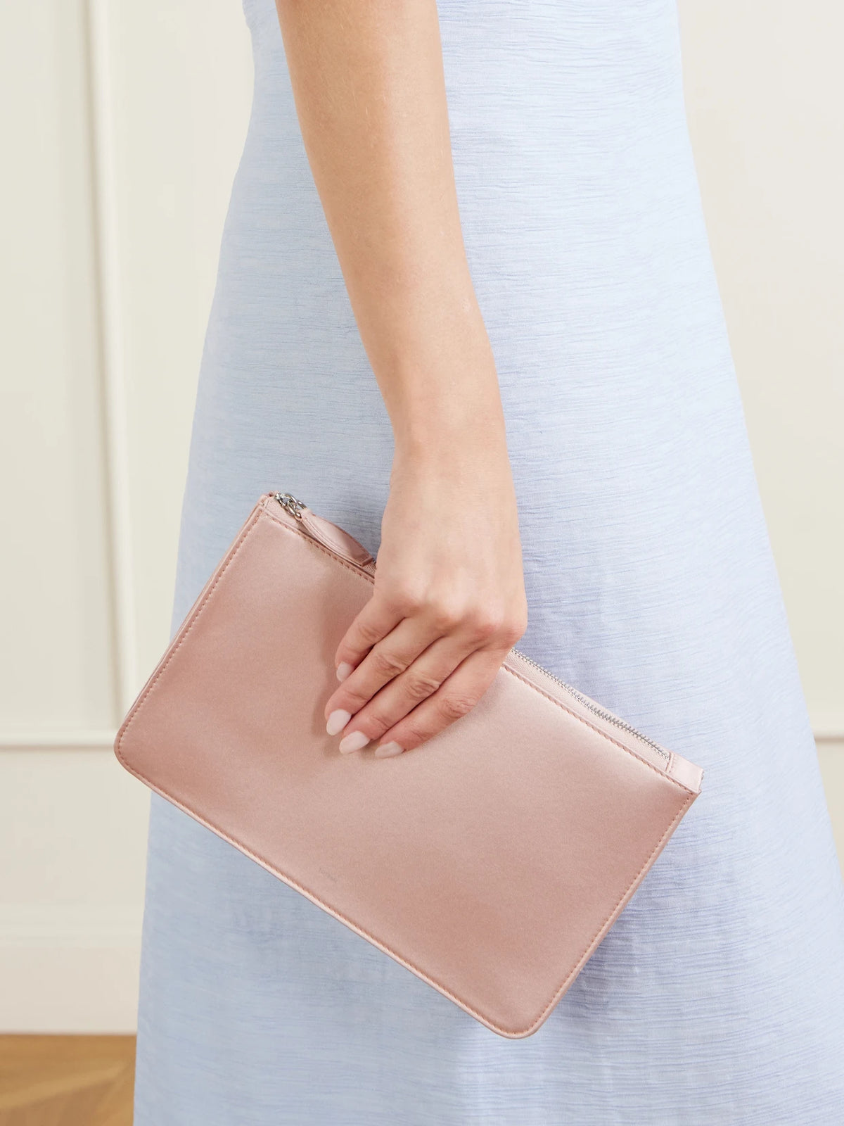 Image of Bags. Product name - Satin Clutch in Pastel pink colour by brand - TOTEME