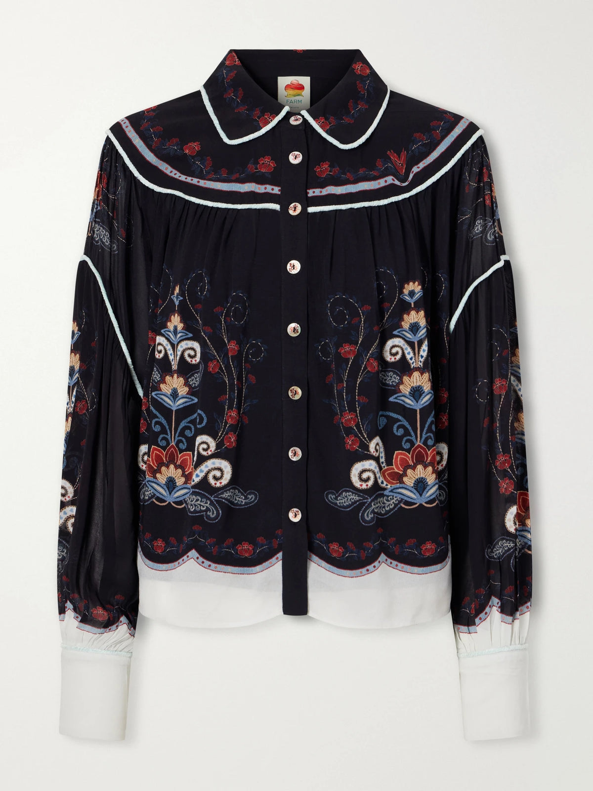 Farm Rio Nikita Printed Gathered Georgette Shirt