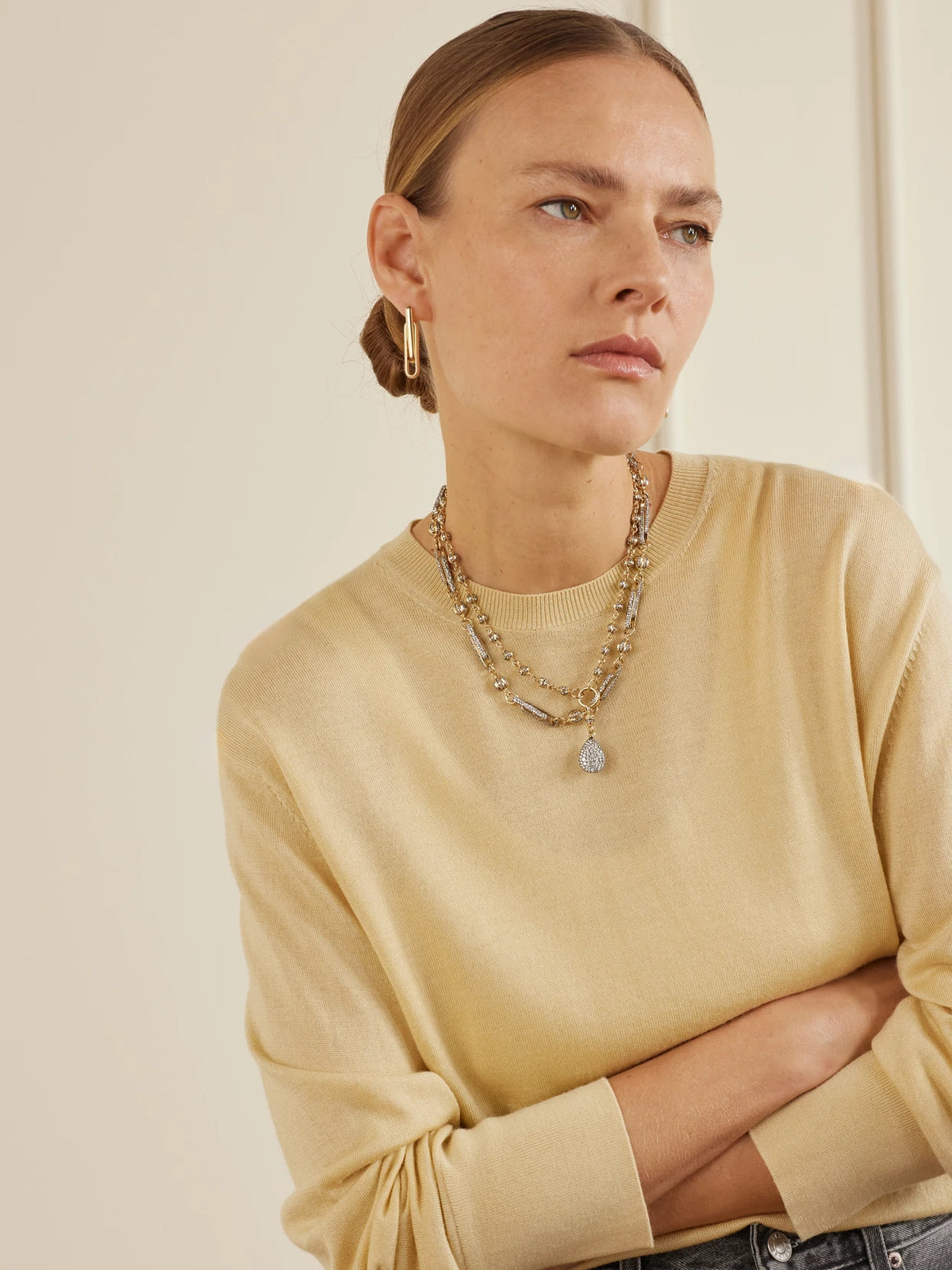 Image of Earrings. Product name - Stirrup 14-karat Gold Earrings in Multi colour by brand - Lucy Delius