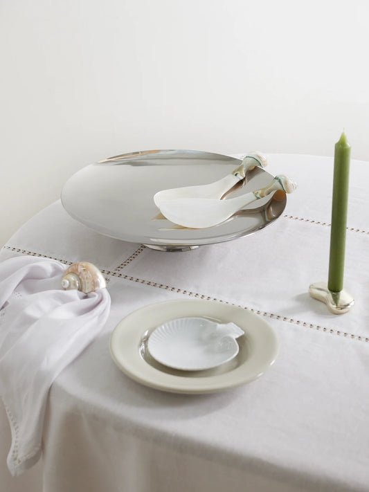 Image of Tableware. Product name - Set Of Two Mother-of-pearl Salad Servers in Off-white colour by brand - Gohar World