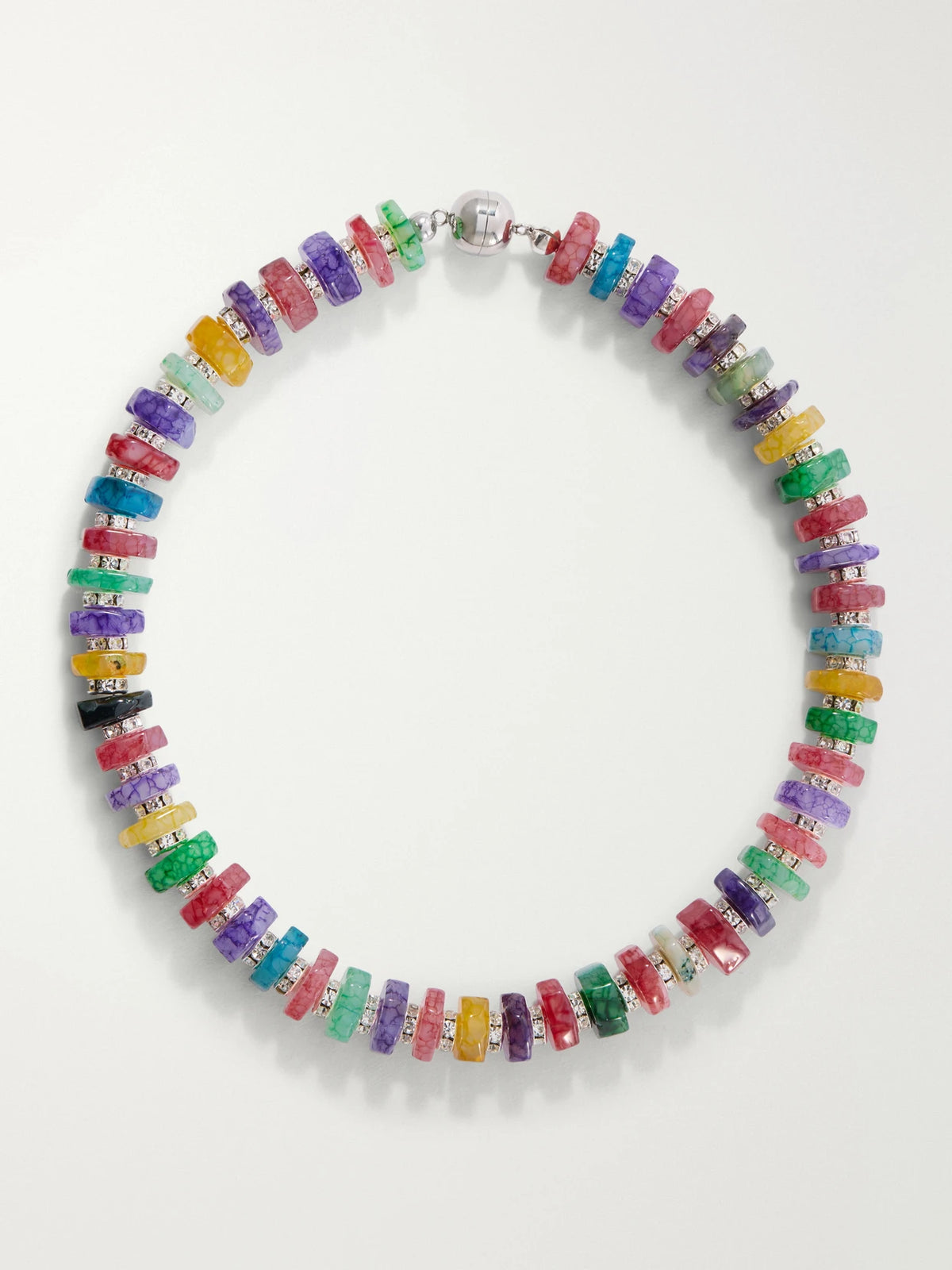 Mira Rhodium-pleated Multi-stone Beaded Necklace
