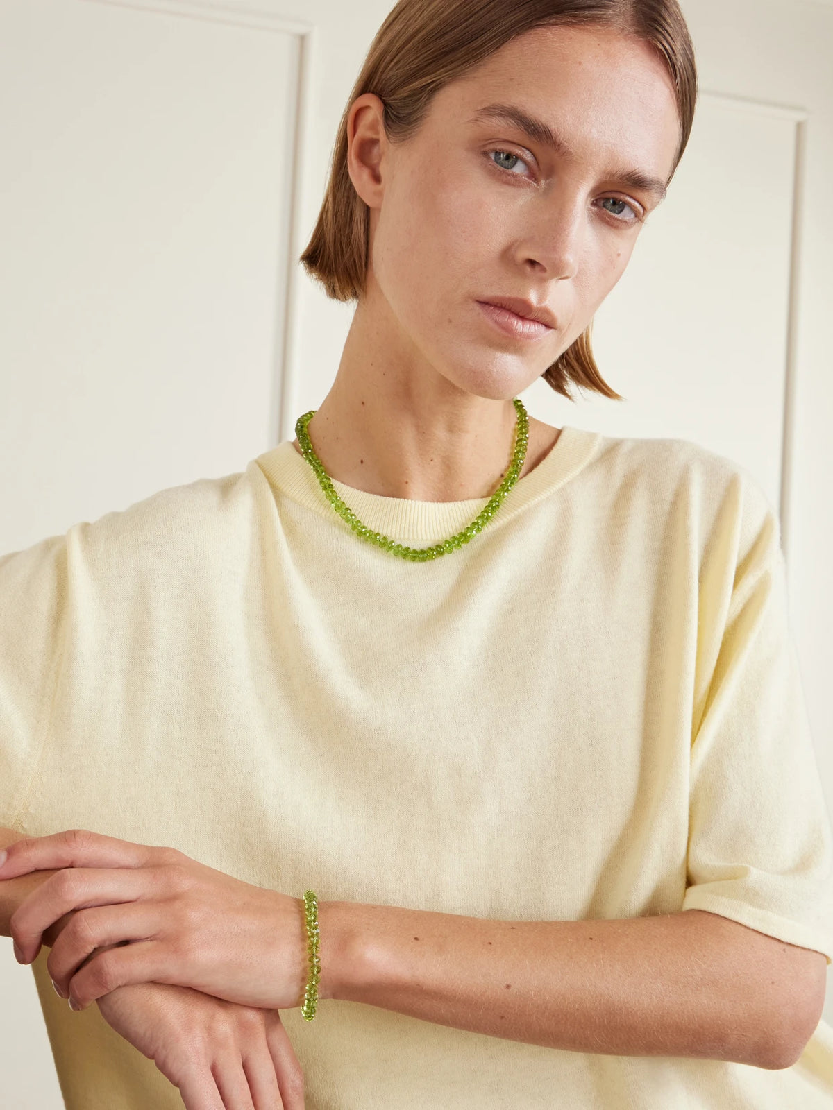Image of Necklaces. Product name - Oracle 14-karat Gold Peridot Necklace in Green colour by brand - JIA JIA
