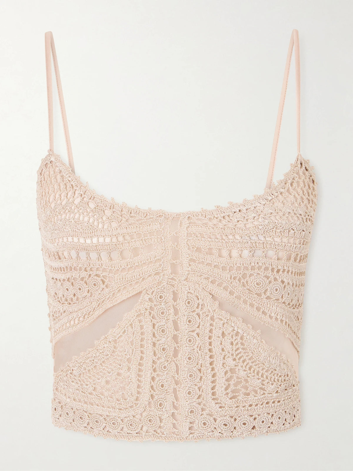 Ulla Johnson Mollie Crochet-knit And Tulle Top