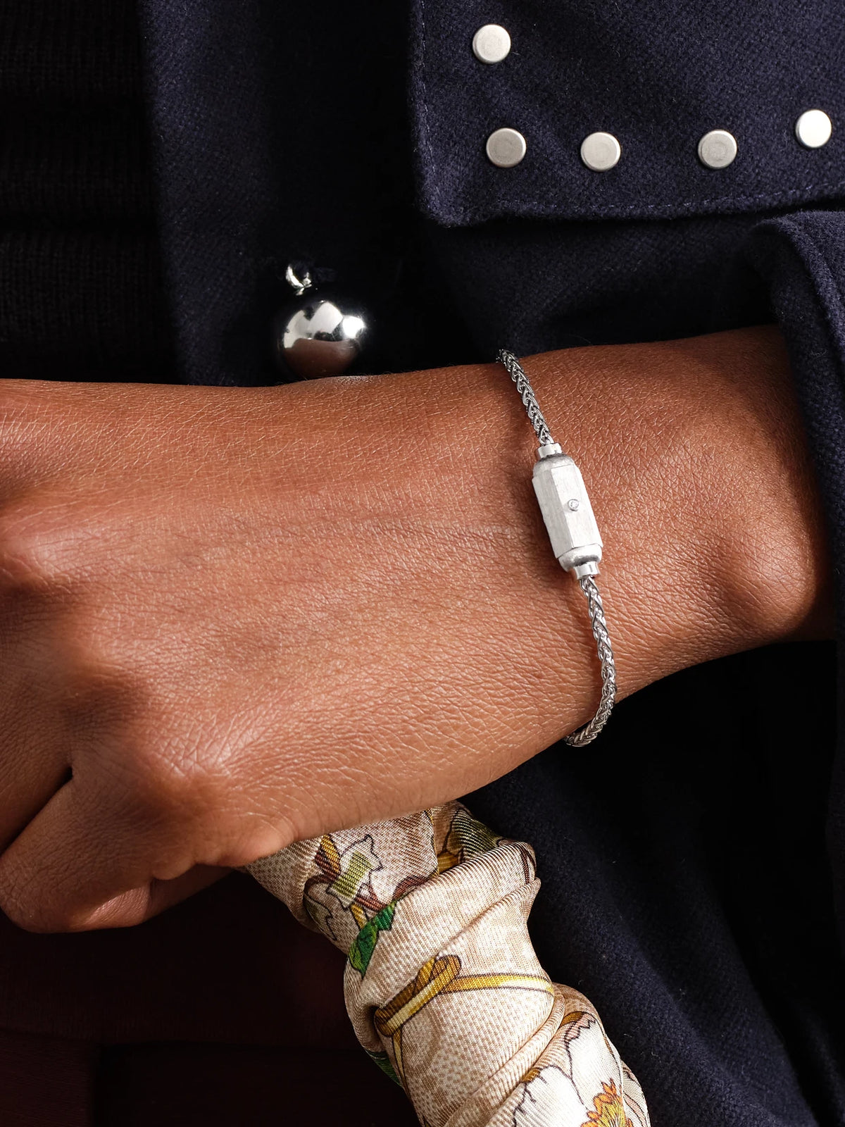 Image of Bracelets. Product name - Micro Coco 18-karat White Gold Diamond Bracelet in Silver colour by brand - Marie Lichtenberg