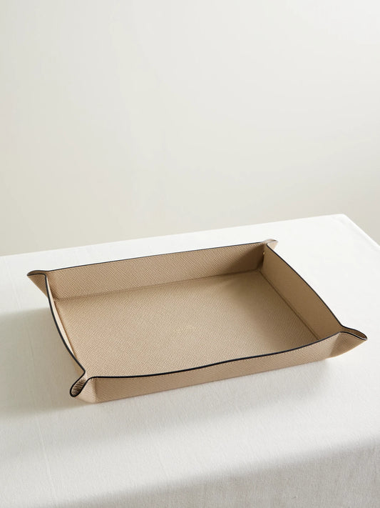 Smythson Panama Large Textured-leather Trinket Tray