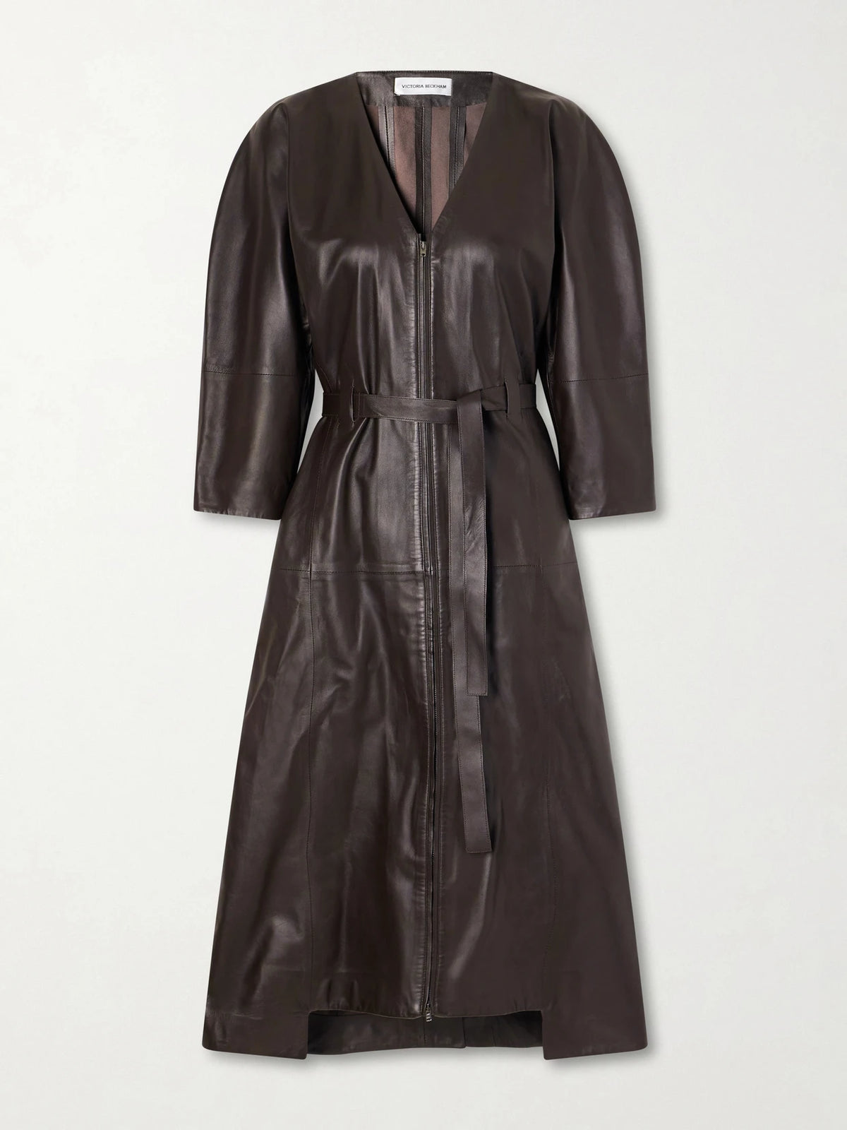 Dolman Belted Leather Midi Dress