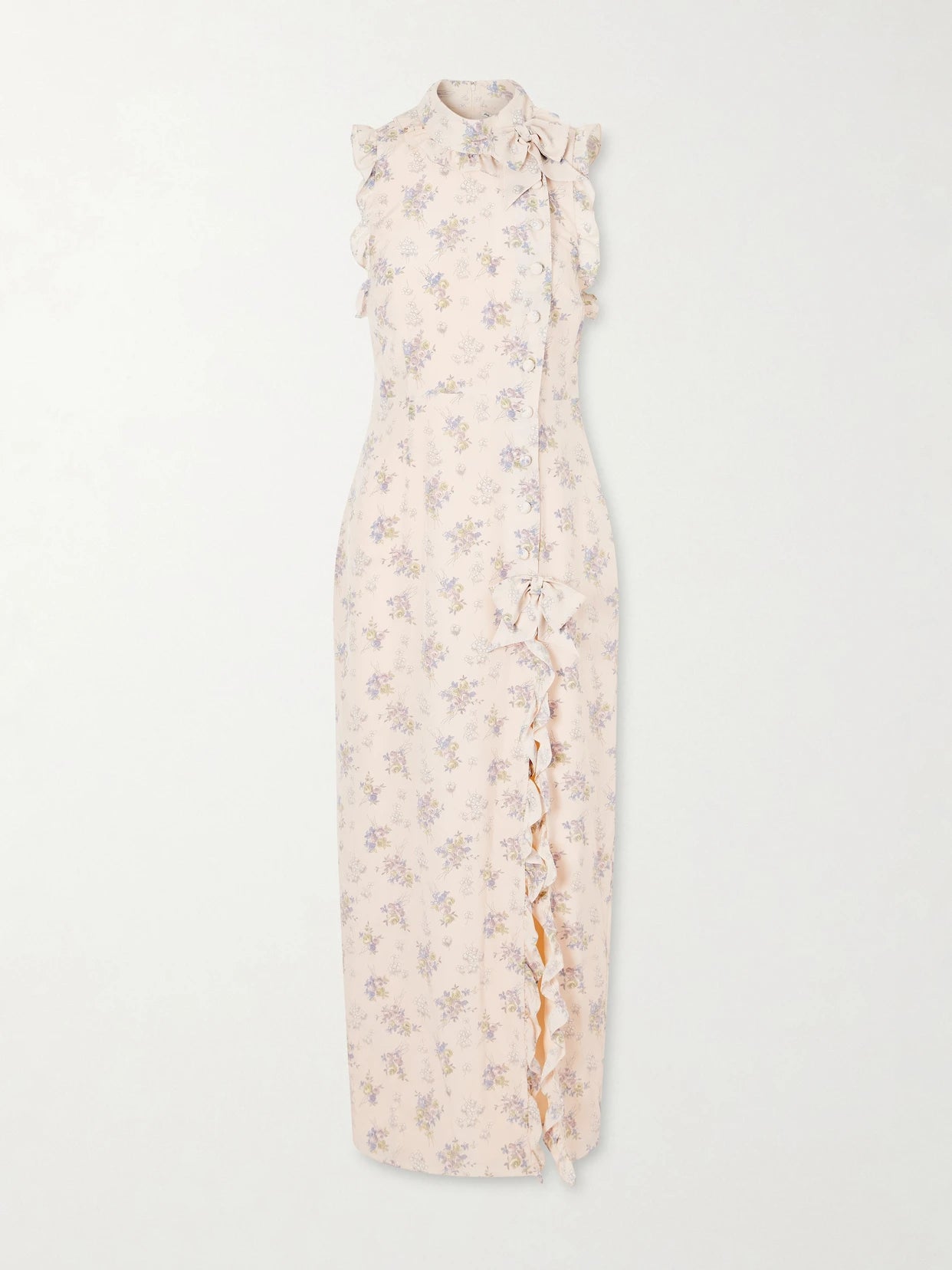 Ruffled Floral-print Silk Midi Dress