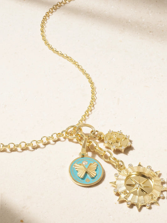 18-karat Gold, Enamel And Diamond Necklace