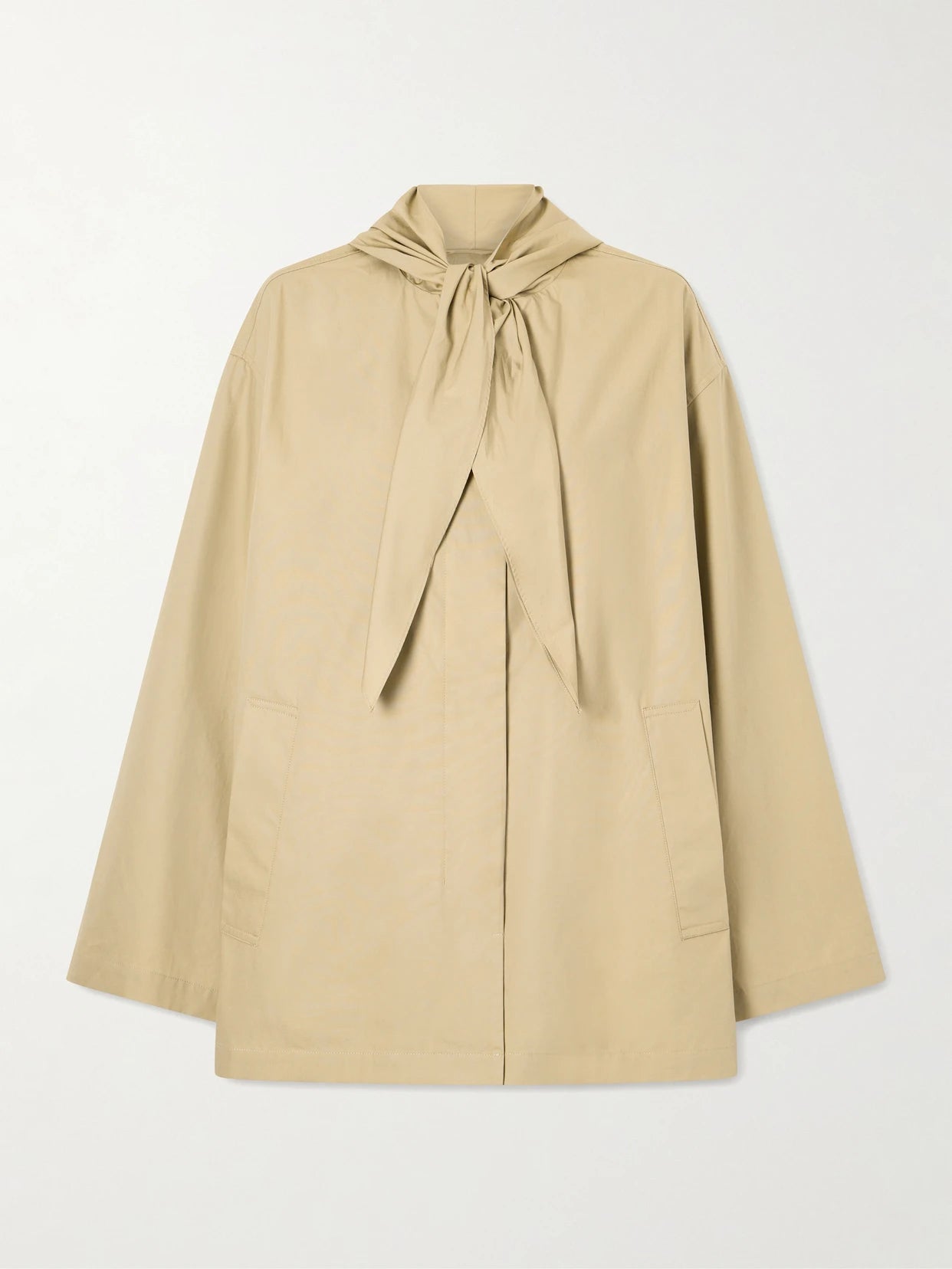 Image of Coats & Jackets. Product name - Scarf-detailed Organic Cotton Jacket in Beige colour by brand - TOTEME