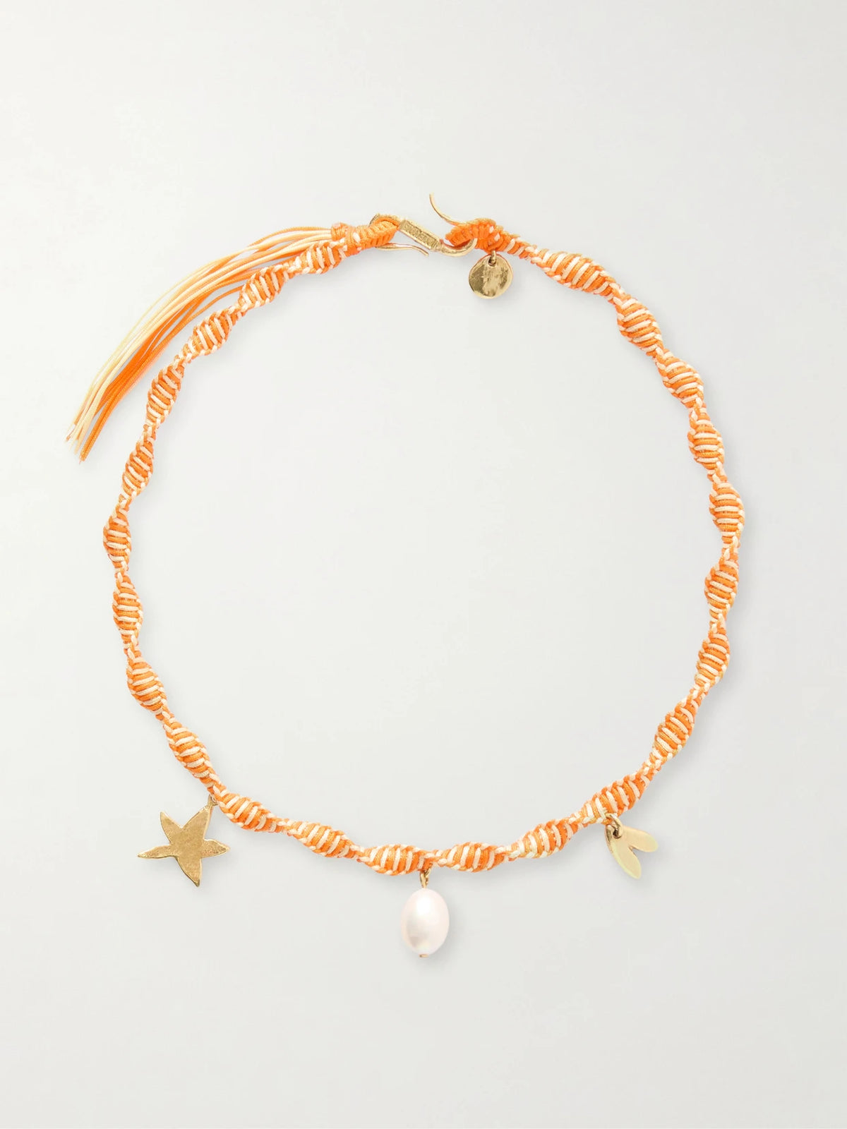 Calypso Macrame And Pearl Charm Necklace
