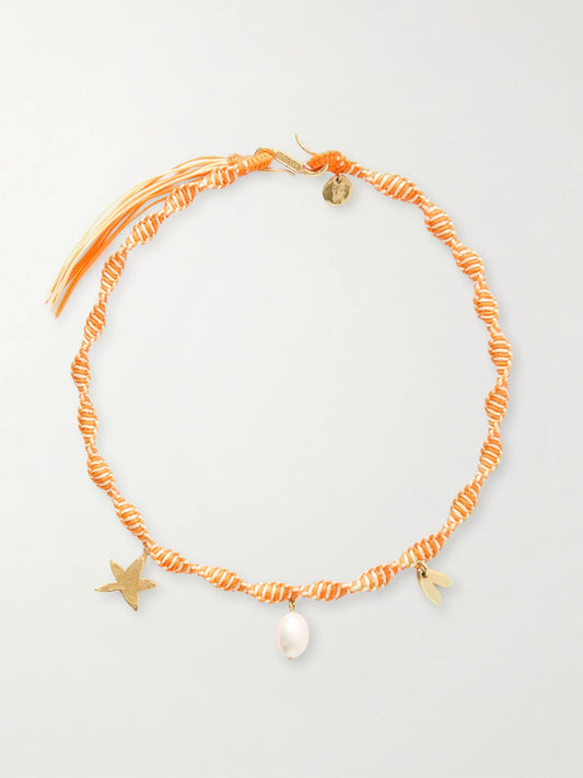 ALÉMAIS Calypso Macrame And Pearl Charm Necklace