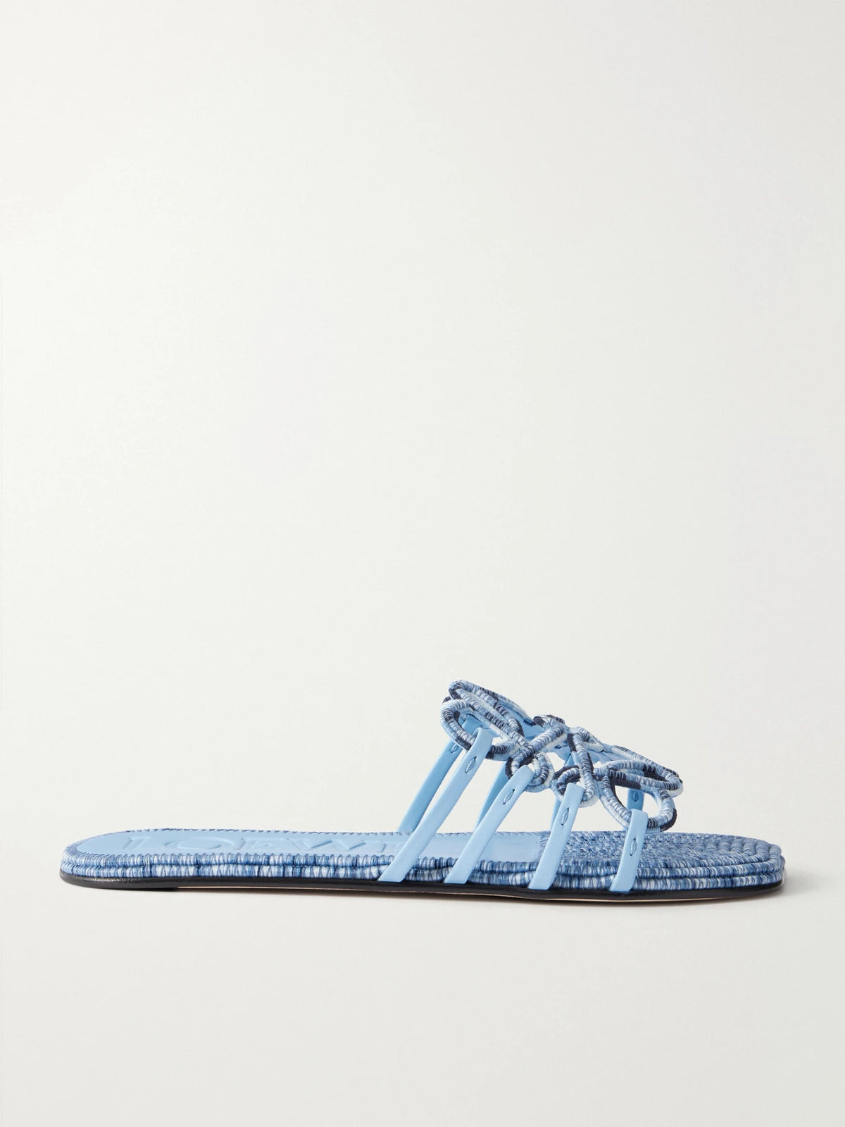+ Paula's Ibiza Leather-trimmed Embroidered Canvas Slides