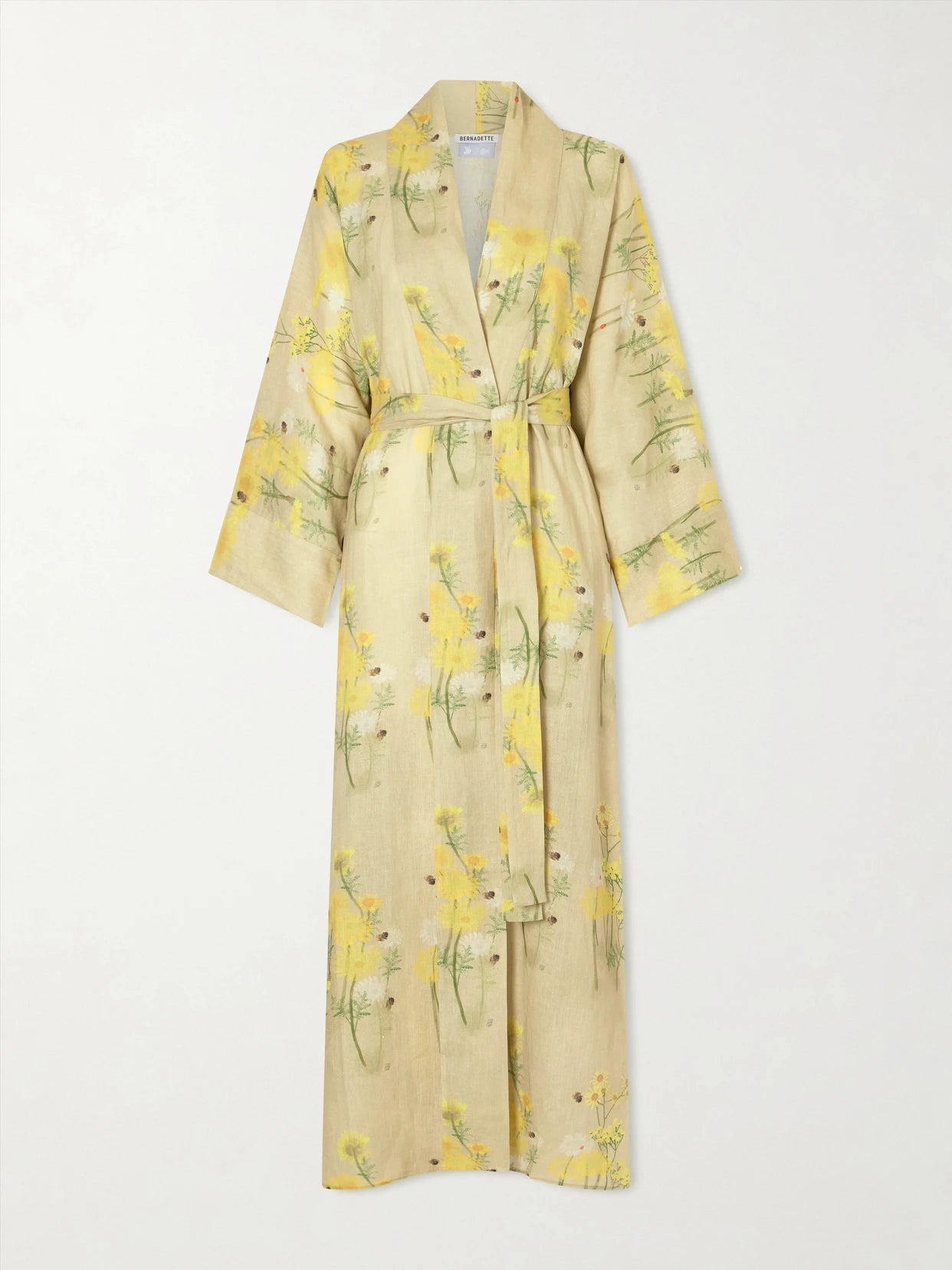 Peignoir Belted Floral-print Linen Maxi Dress