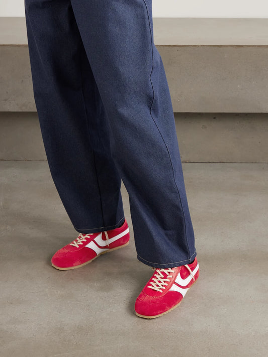 Leather-trimmed Suede Sneakers