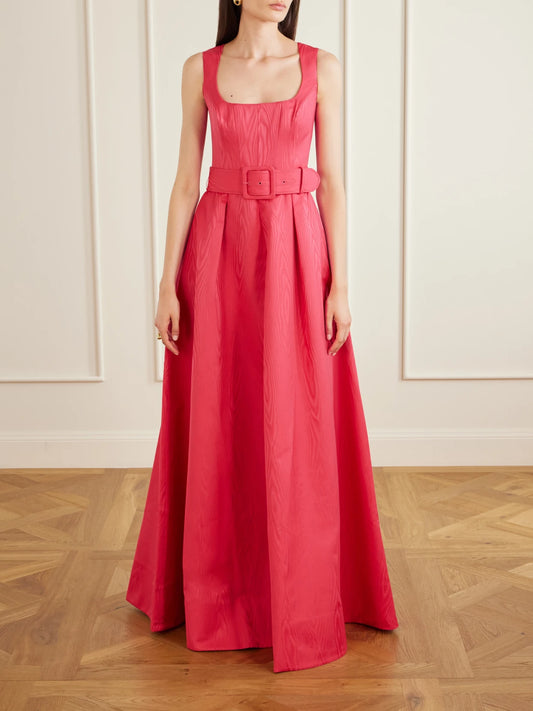 Image of Dresses. Product name - Rosalia Moiré Gown in Pink colour by brand - Rebecca Vallance