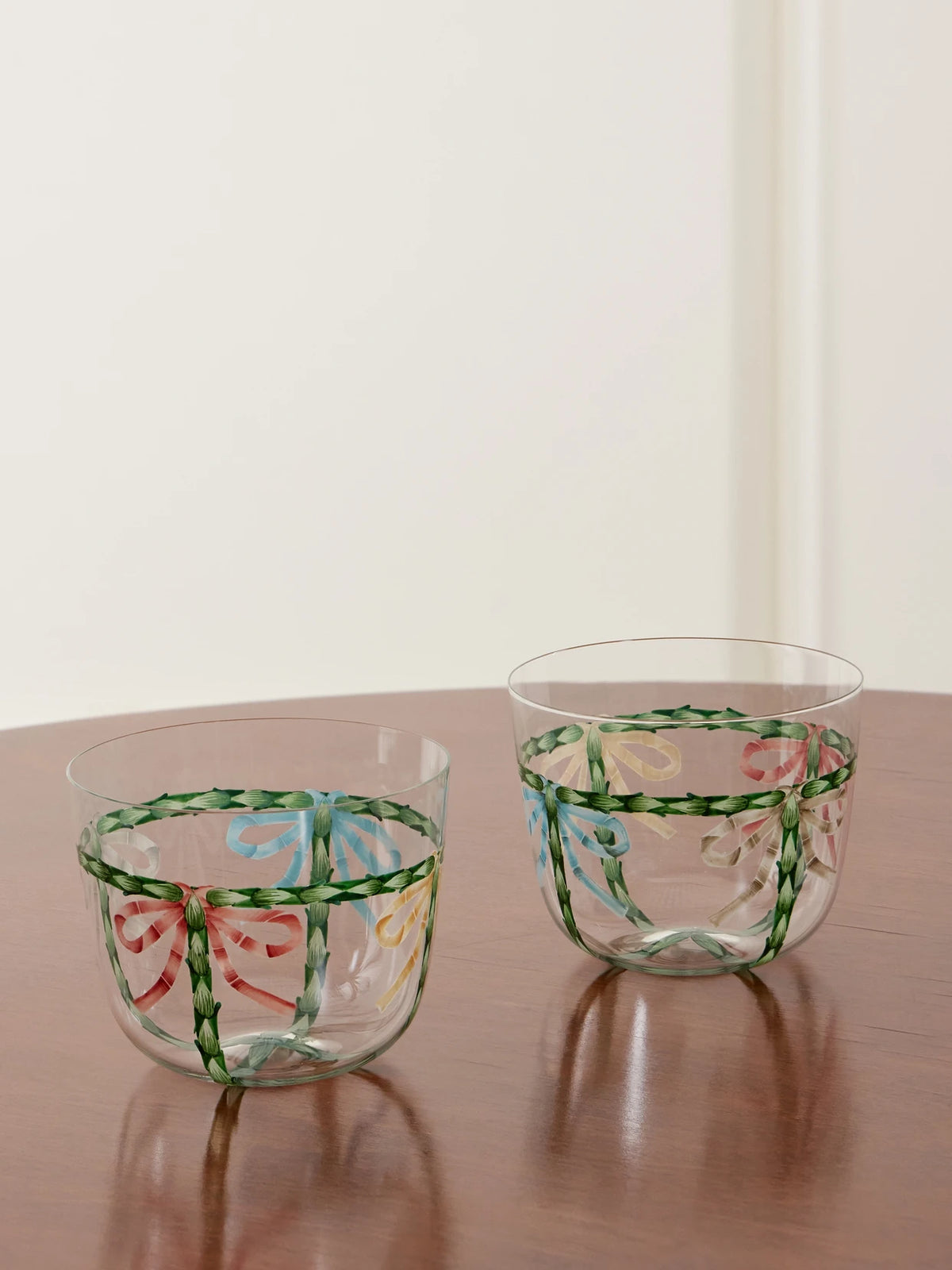 + Gohar World Alpha Bow Set Of Two Painted Crystal Glass Tumblers