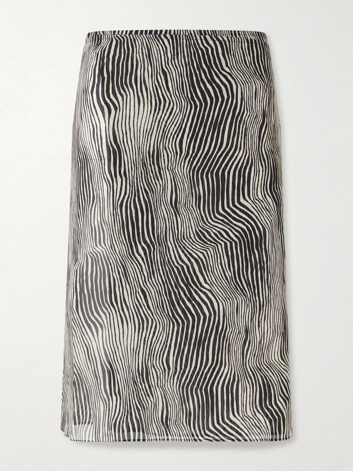 ST. AGNI Savannah Zebra-print Silk Midi Wrap Skirt