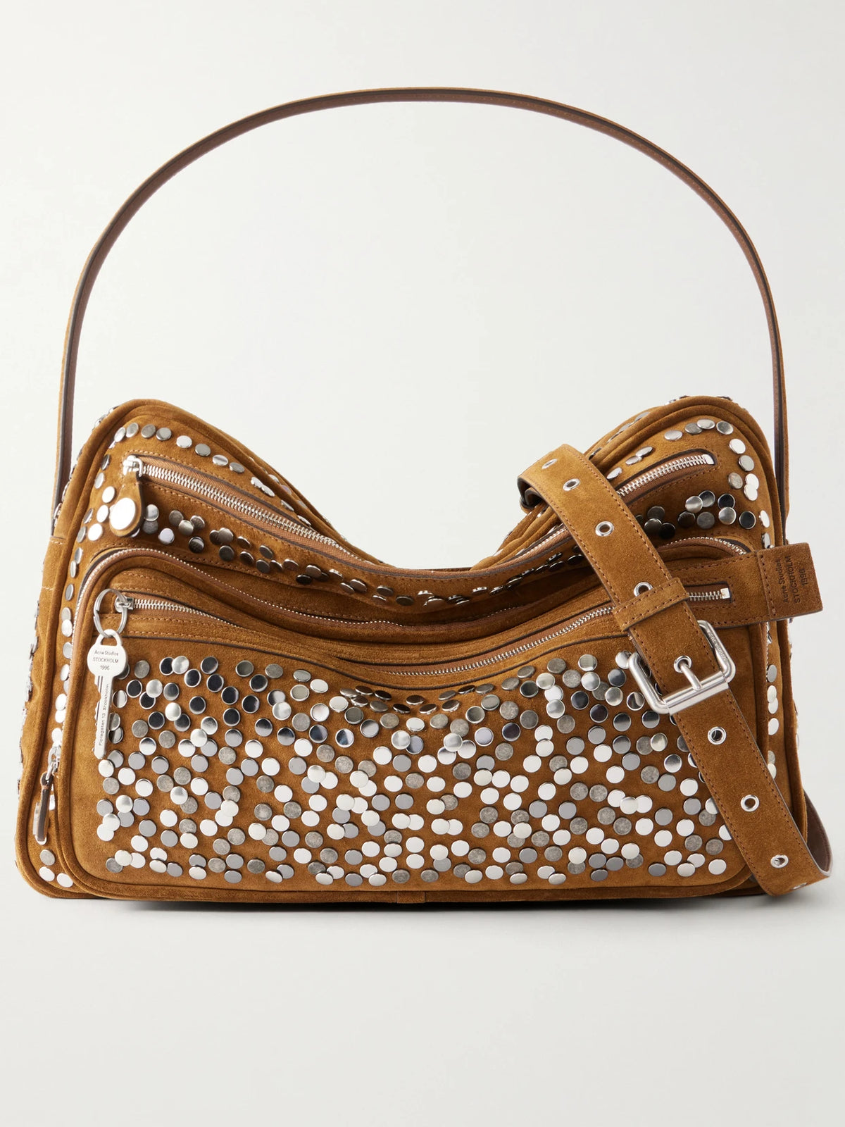Camero Camera Embellished Suede Shoulder Bag