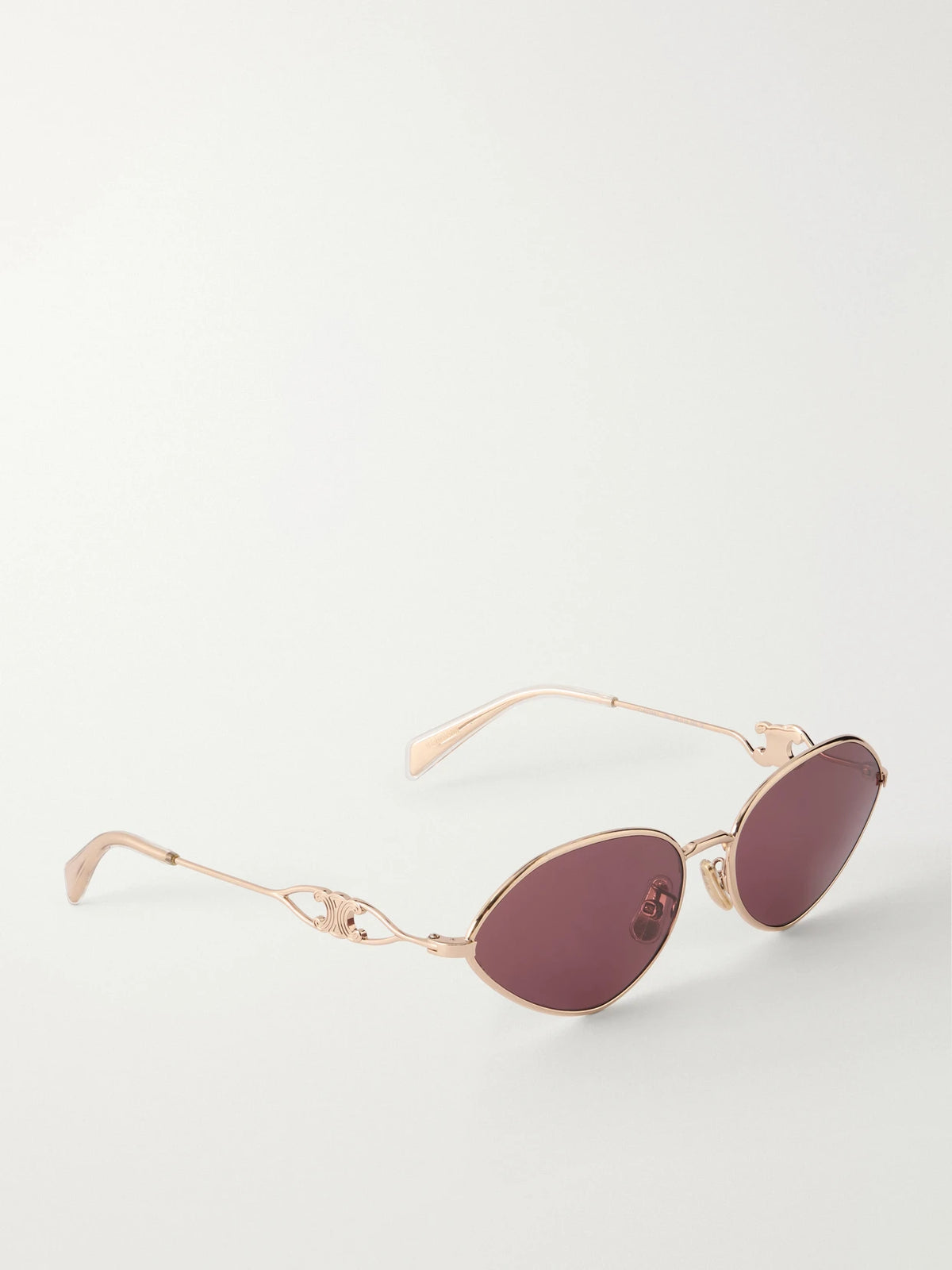 CELINE Eyewear Wire 01 Oval-frame Gold-tone Metal Sunglasses