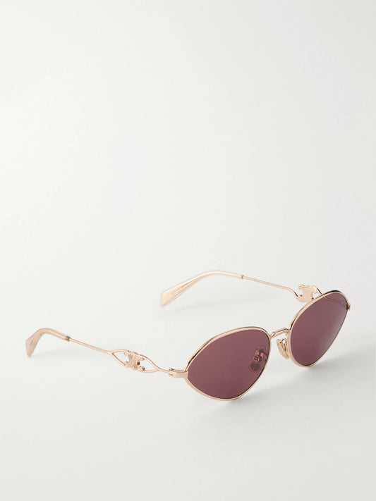 CELINE Eyewear Wire 01 Oval-frame Gold-tone Metal Sunglasses