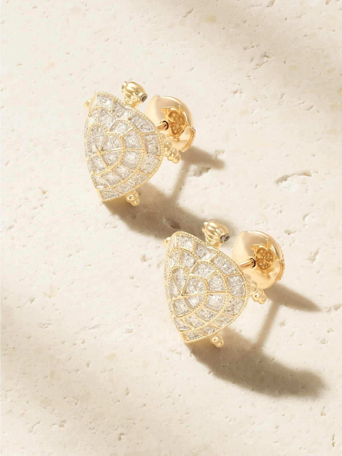 Tortue Coeur 9-karat Gold Diamond Earrings