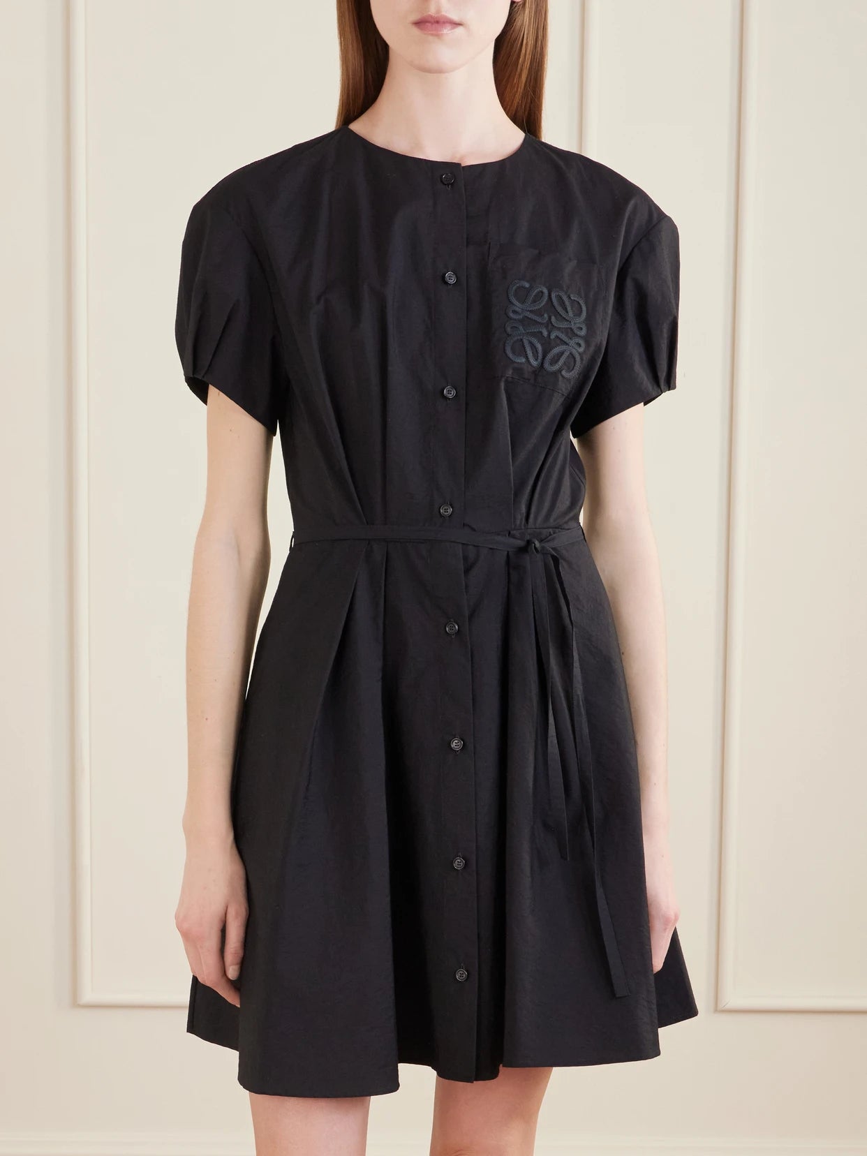 + Paula's Ibiza Anagram Embroidered Belted Cotton-blend Midi Dress