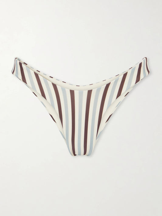 Image of Swimwear. Product name - Leila Striped Bikini Briefs in Brown colour by brand - Haight