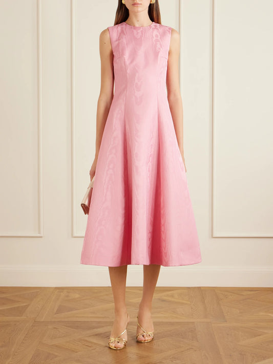 Image of Dresses. Product name - Mara Moire Midi Dress in Baby pink colour by brand - Emilia Wickstead