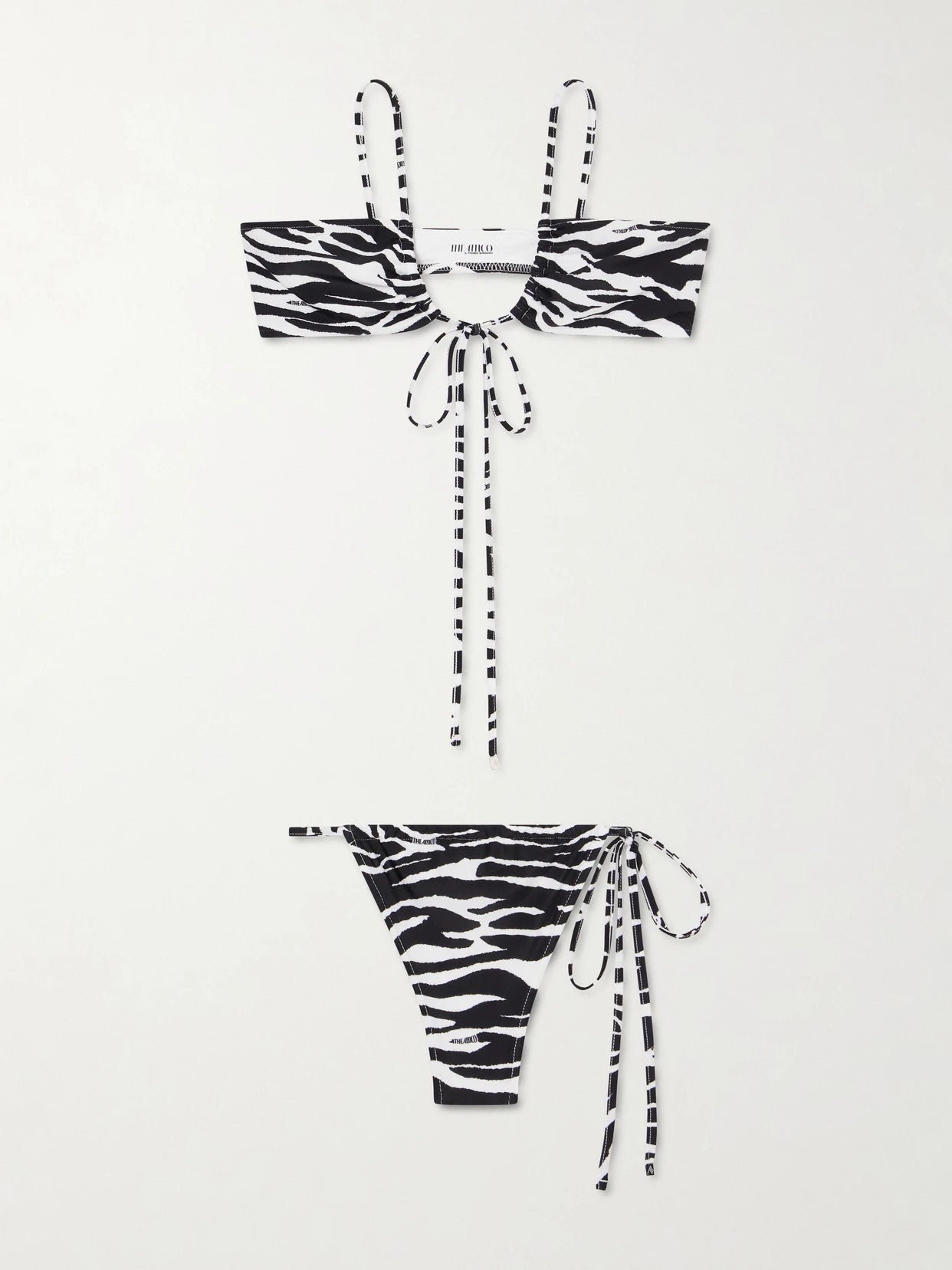 Image of Swimwear. Product name - Quick-drying Zebra-print Bikini in Black colour by brand - The Attico