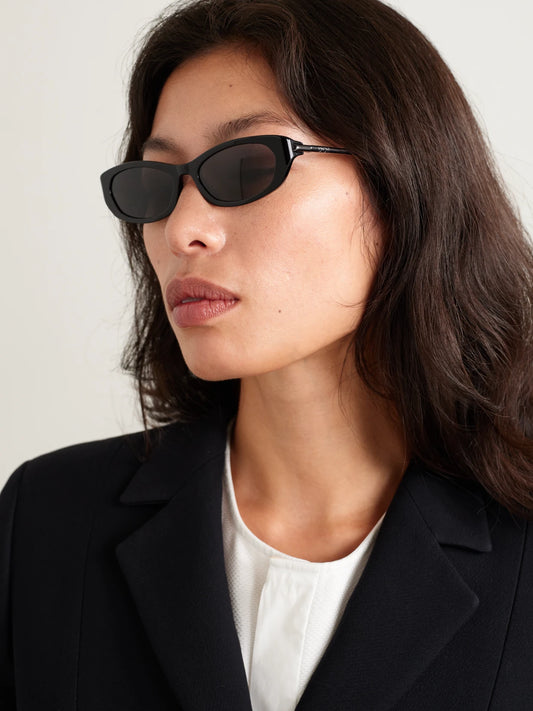 Image of Sunglasses. Product name - D-moon B1i Cat-eye Acetate And Gunmetal-tone Sunglasses in Black colour by brand - DIOR Eyewear