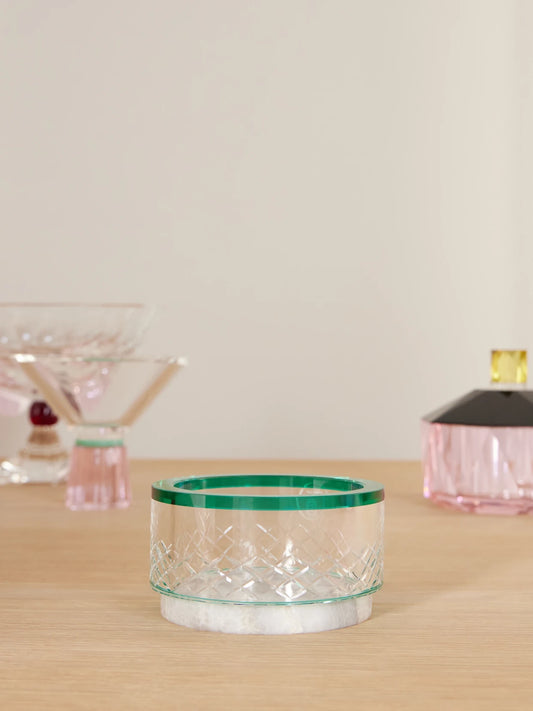 Image of Tableware. Product name - Gallant Crystal And Natural Onyx Nut Bowl in Green colour by brand - Reflections Copenhagen