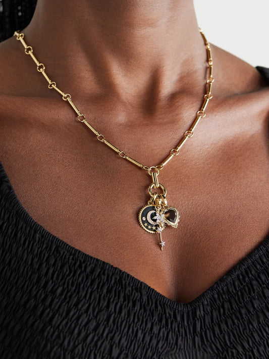 Image of Necklaces. Product name - 18-karat Gold, Enamel, Diamond And Quartz Necklace in Multi colour by brand - FoundRae