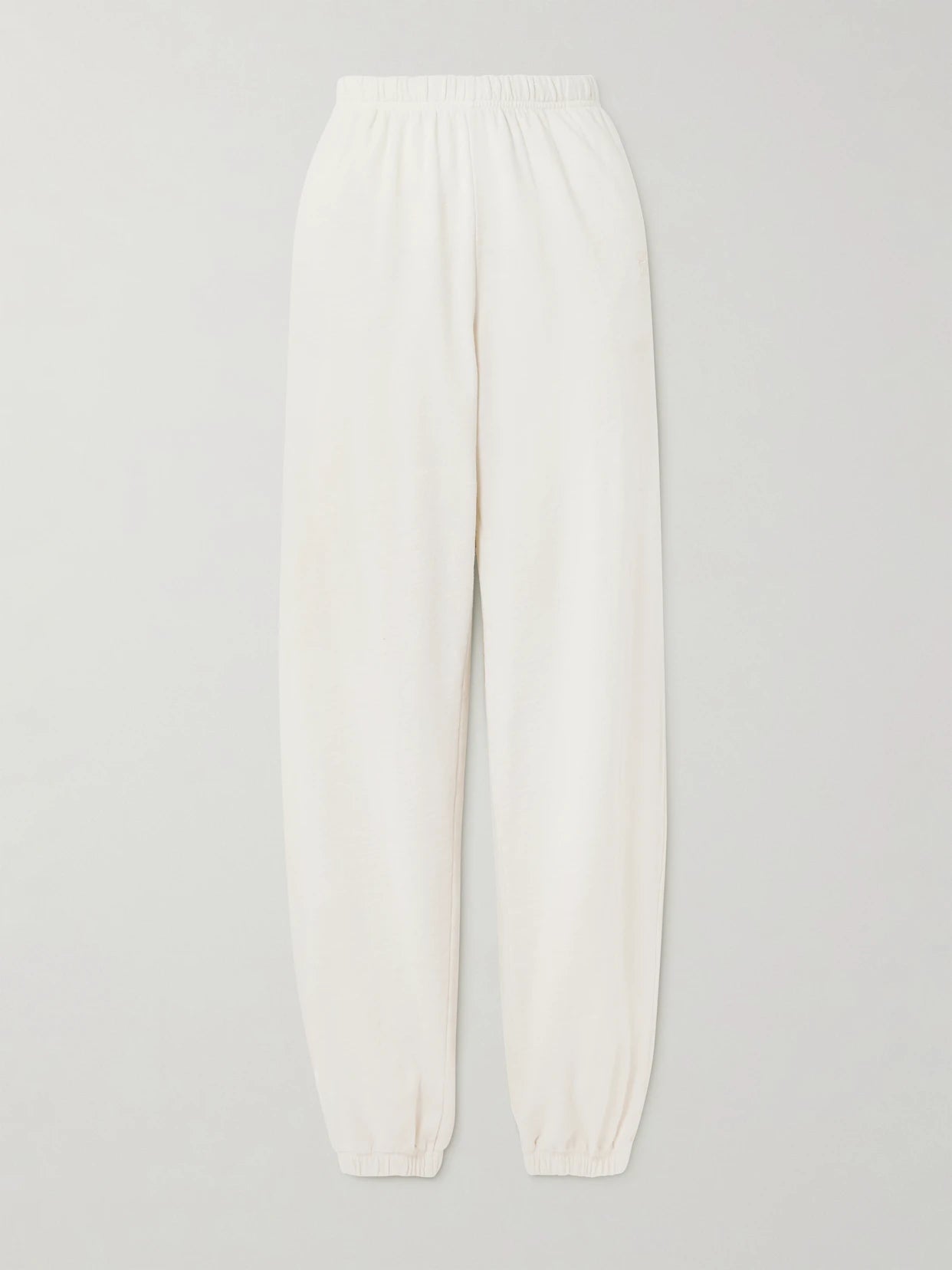 Image of Sleepwear & Loungewear. Product name - Vinny Embroidered Tapered Cotton-jersey Track Pants in Beige colour by brand - ÉTERNE