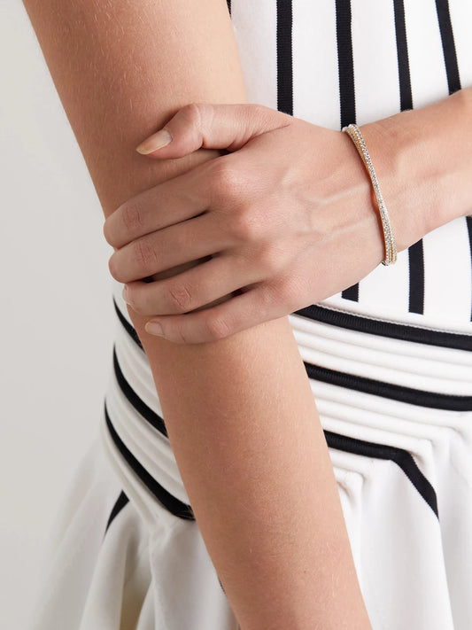Image of Bracelets. Product name - Crossover 18-karat Gold Diamond Bracelet in Multi colour by brand - David Yurman