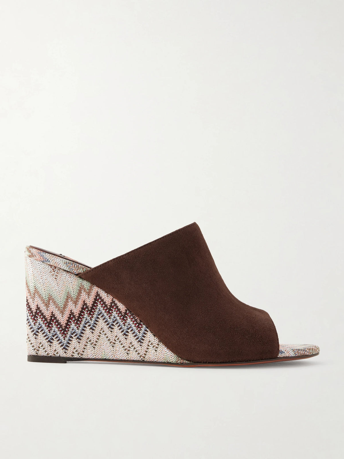 Mabel Striped Woven Suede Wedge Mules