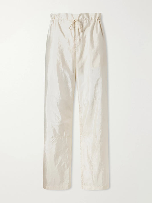 AFLALO Morocco Cotton And Silk-blend Habotai Wide-leg Pants