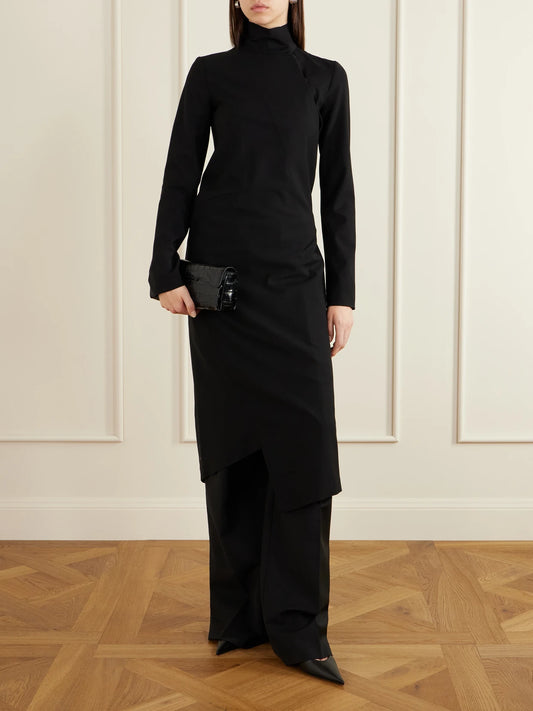 Image of Coats & Jackets. Product name - Twist Stretch-crepe Jacket in Black colour by brand - Colleen Allen
