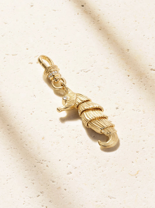 Pot-belly Seahorse 14-karat Gold Diamond Pendant